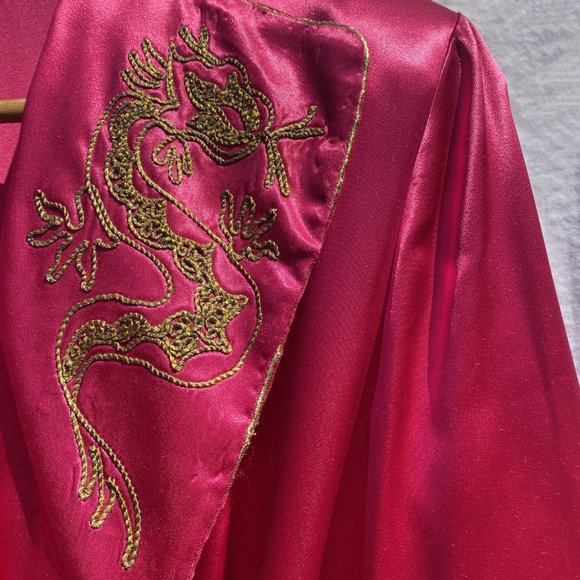 Vintage Embroidered Satin Robe Gown - Picture 3 of 4